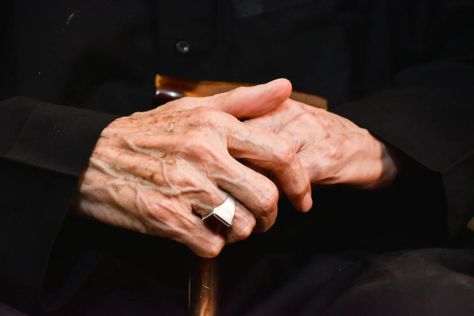 silver-colored ring