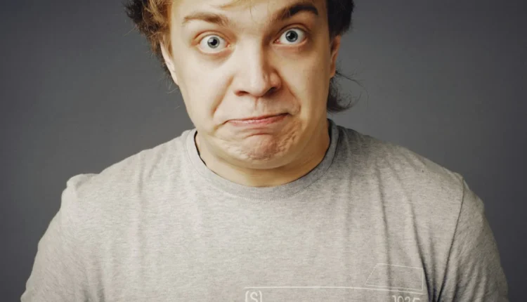 a man with a surprised look on his face