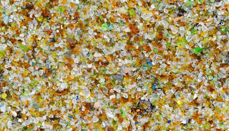 a close up of a pile of glass